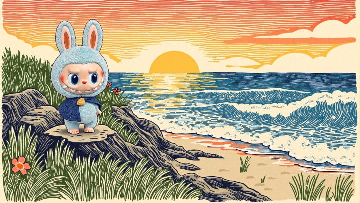 Labubu Beach Sunset,Labubu Wallpaper PC