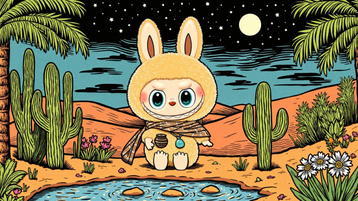 Labubu Desert Oasis,Labubu Wallpaper PC
