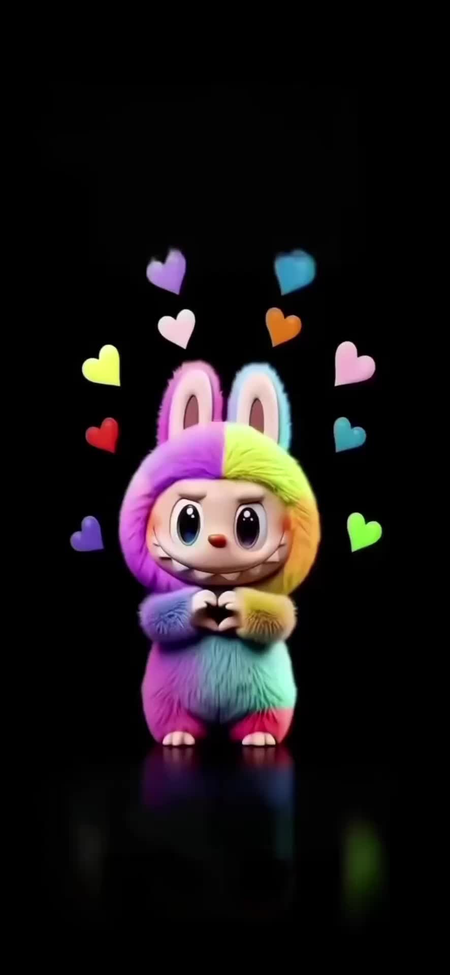 Labubu-Colorful-Hearts,Labubu-Live-Wallpaper